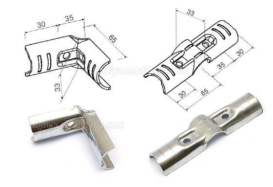 HJ-3 Chrome-plated Metal Pipe Connector for OD 28mm Lean Pipe Warehouse Modular System