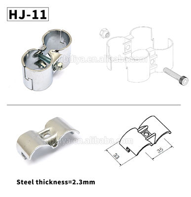 Chrome Plating HJ-11 Sheet Metal Joints Metal Lean Pipe Connector Tube Clamp in 2.3mm Thickness for Lean Pipe Rack System