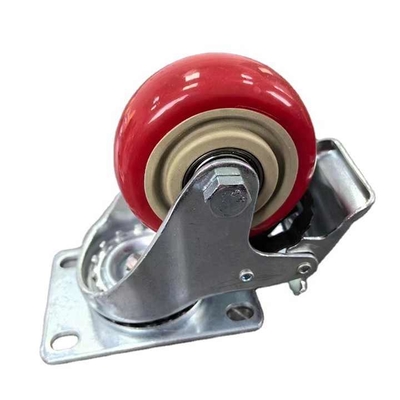 5 pulgadas Mediano Flat Casters Equipo de manipulación de material de mediano rendimiento Rojo giratorio Freno rueda de rueda